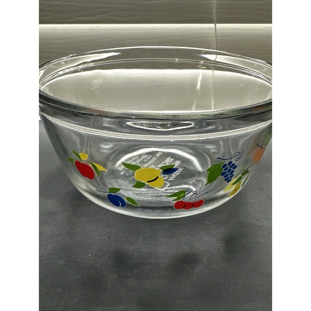 Vtg Anchor Hocking Retro Mixing Bowl 1 Qt Fruit Pattern 1990 Farmhouse